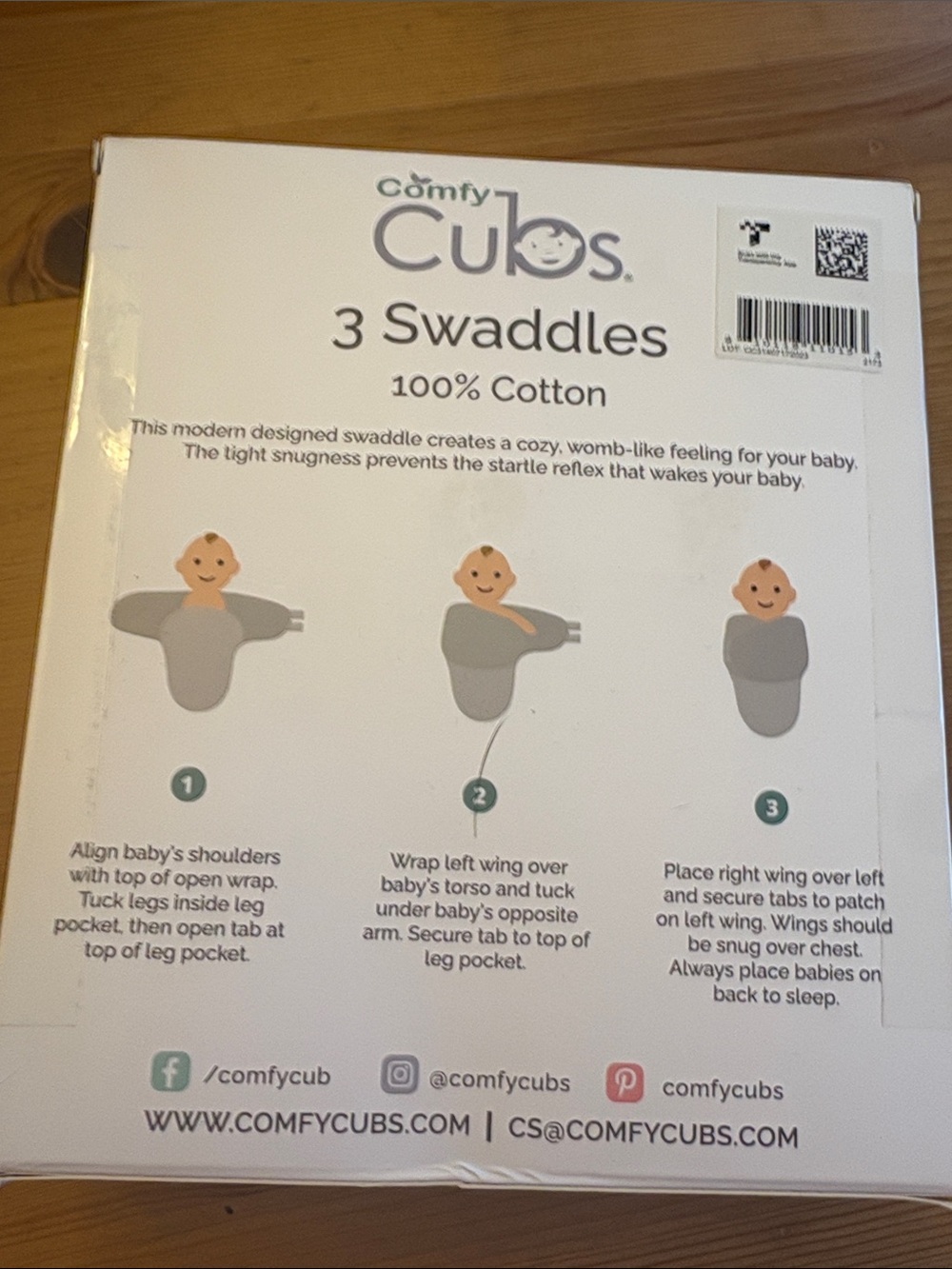 Comfy Cubs 3 Easy Swaddles - Pink & Mauve Set - Picture 2 of 3